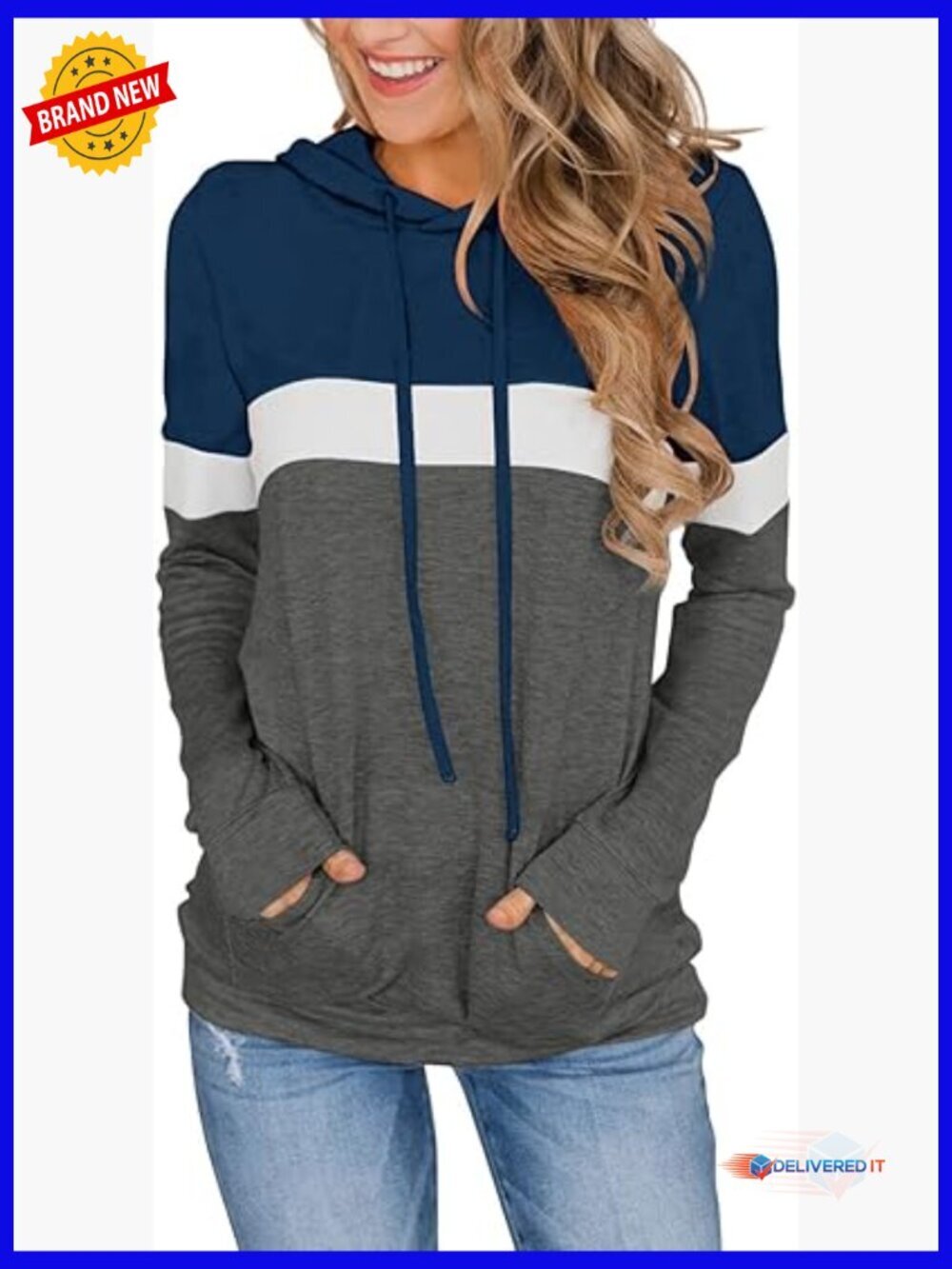 Long Sleeve Hoodie Pullover Sweatshirt Lightweight Casual Top Loose Fit